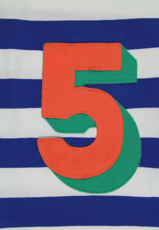 Langarmshirt mit blauen Streifen und fünf Applikationen aus Bio-Baumwolle: 56 J /116 cm Toby Tiger GmbH NATURKINDCHEN