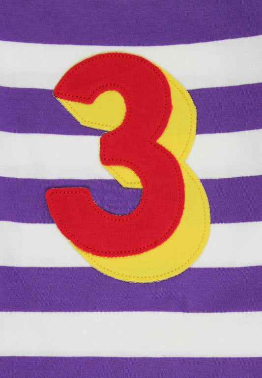 Bio-Langarmshirt mit drei Applikationen und lila Streifen: 3-4 Jahre//104 cm Toby Tiger GmbH NATURKINDCHEN