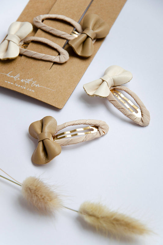 Haarspangen 'Vegan Leather Bows' Leevje NATURKINDCHEN