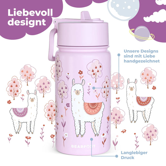 Thermo Kinder Trinkflasche Edelstahl - Lama lila BEARFOOT NATURKINDCHEN
