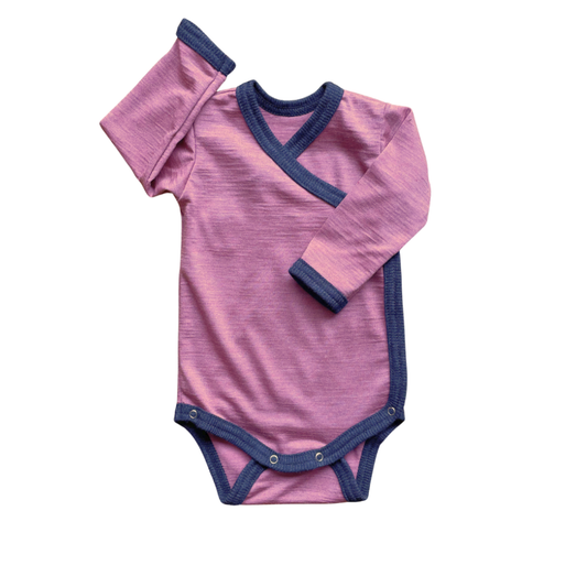Wickelbody rose, Merinowolle & Seide (bio/GOTS): 62-68 Glückskind NATURKINDCHEN