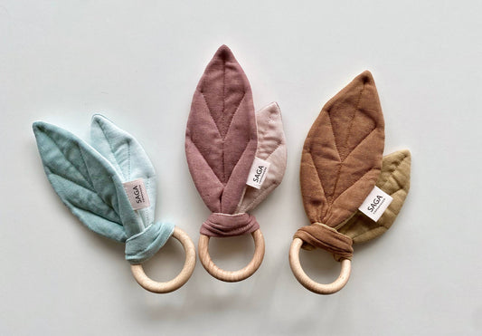 Baby-Sensorikspielzeug - Beißring aus Bio-Baumwolle - Rose: 4 Stck. Saga Copenhagen NATURKINDCHEN