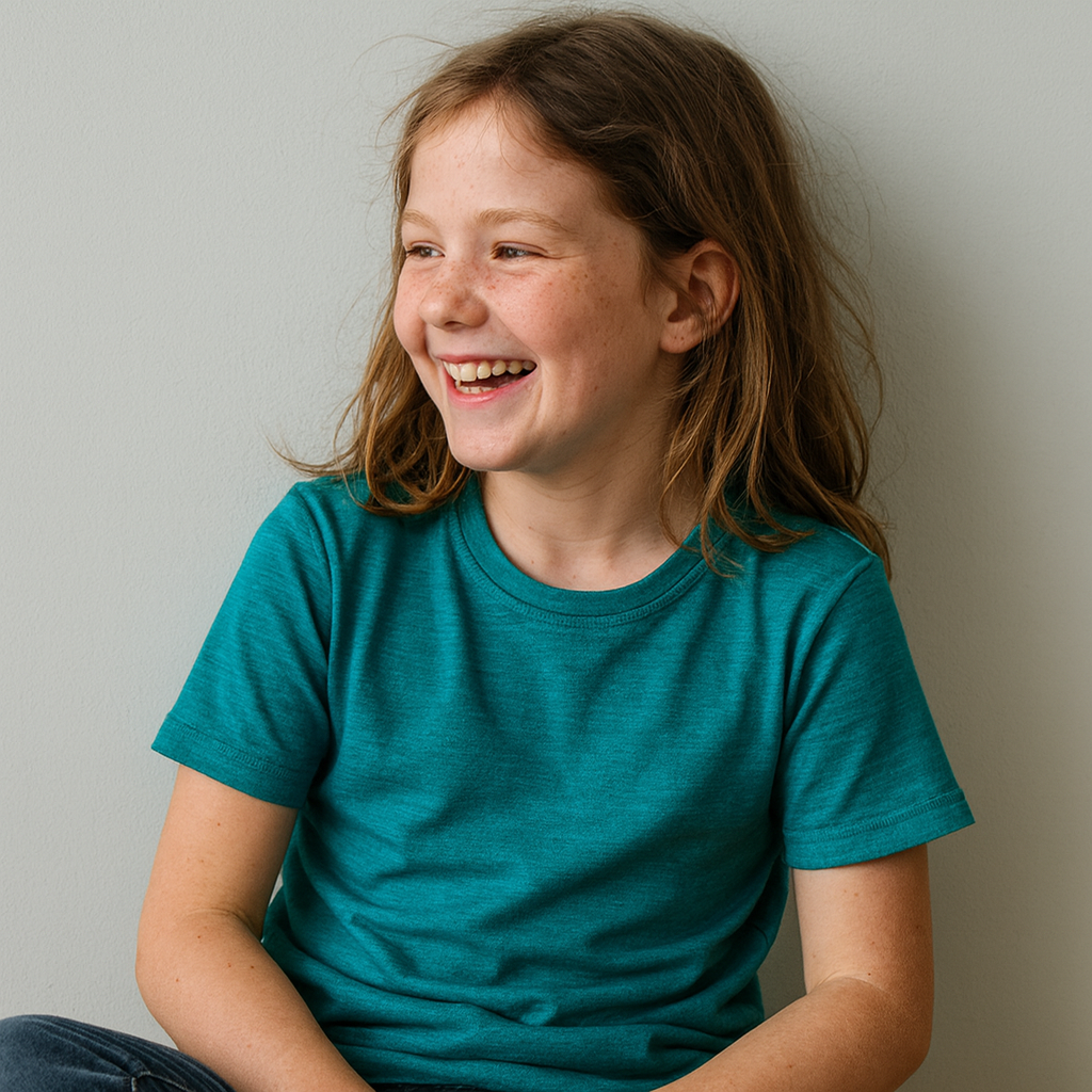 T-Shirt Kinder smaragd, Merinowolle & Seide (bio/GOTS): 98-104 Glückskind      NATURKINDCHEN