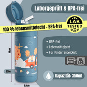 Thermo Kinder Trinkflasche Edelstahl - Feuerwehr Hase blau BEARFOOT      NATURKINDCHEN