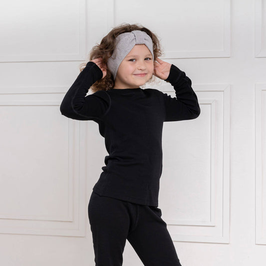 Strickstirnband für Kinder mit Band aus Merino und Cashmere: Helles Grau / >7 Jahre menique      NATURKINDCHEN