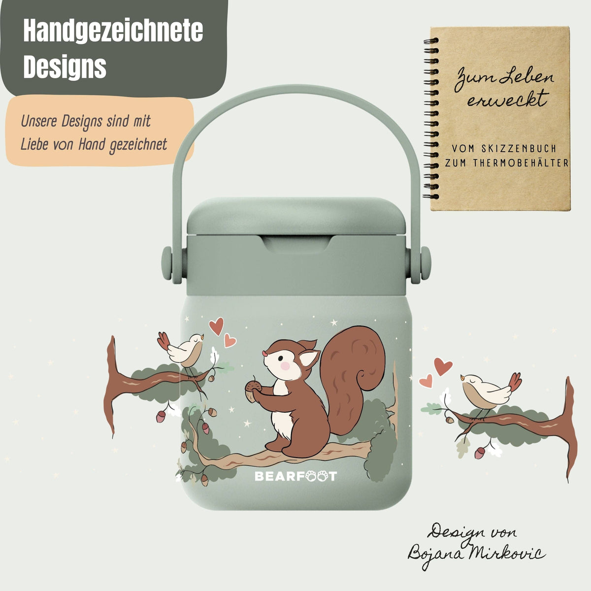 Thermobehälter Kinder Edelstahl - Eichhörnchen Sabei BEARFOOT      NATURKINDCHEN