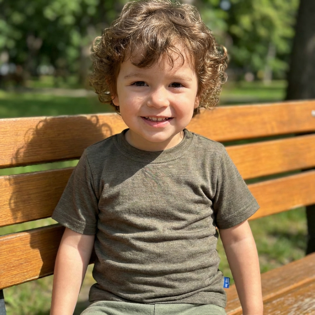 T-Shirt Kinder muskat braun, Merinowolle & Seide (bio/GOTS): 98-104 Glückskind      NATURKINDCHEN
