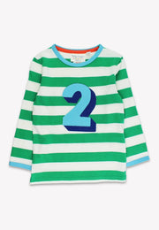 Langärmliges T-Shirt mit zwei Applikationen und grünen Streifen aus Bio-Baumwolle: 2-3 Jahre /98 cm Toby Tiger GmbH      NATURKINDCHEN