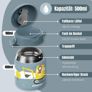 Thermobehälter Kinder Edelstahl - Bagger blau BEARFOOT      NATURKINDCHEN