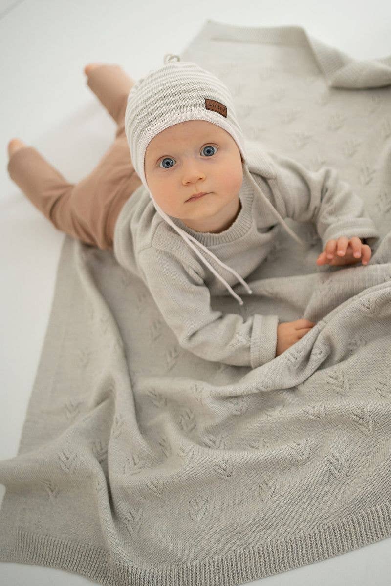 Decke DIEGO aus 100% MERINOWOLLE Hergestellt in Polen: Grau / 75x100 cm Ander      NATURKINDCHEN