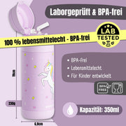 Thermo Kinder Trinkflasche Edelstahl - Einhorn lila BEARFOOT      NATURKINDCHEN
