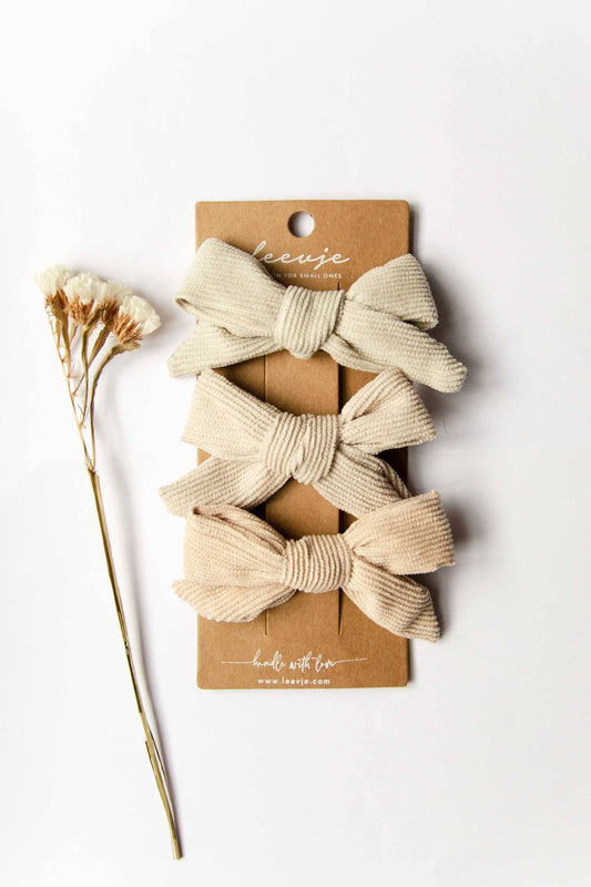 Haarspangen 'Corduroy Bows Trio' Leevje      NATURKINDCHEN
