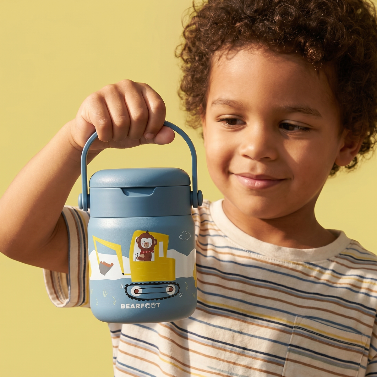 Thermobehälter Kinder Edelstahl - Bagger blau BEARFOOT      NATURKINDCHEN