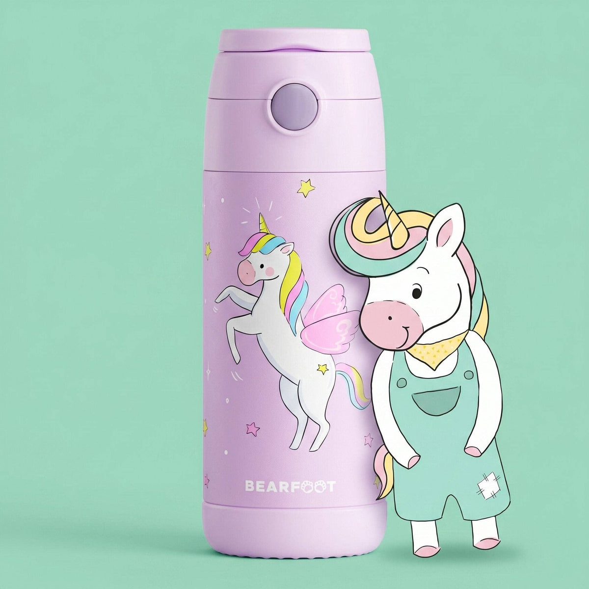 Thermo Kinder Trinkflasche Edelstahl - Einhorn lila BEARFOOT      NATURKINDCHEN