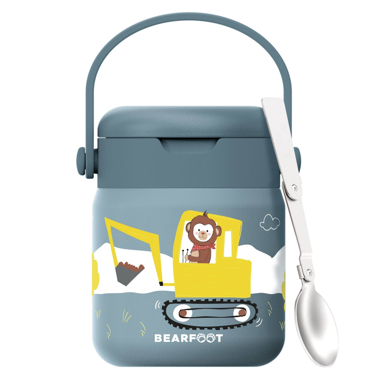 Thermobehälter Kinder Edelstahl - Bagger blau BEARFOOT      NATURKINDCHEN