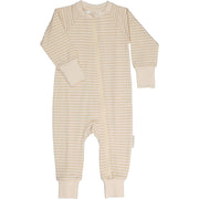 Pyjama mit 2‑Wege‑Reißverschluss Bambu Classic Weiß/Beige: 50/56 Geggamoja      NATURKINDCHEN