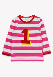Bio One Applikation Pink Gestreiftes Langarmshirt: 1-2 Jahre/ 92 cm Toby Tiger GmbH      NATURKINDCHEN
