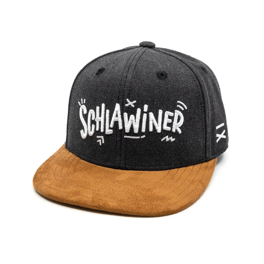 Schlawiner Snapback Cap für Kinder - Grau Filz (Kids L) Hand und Feuer
