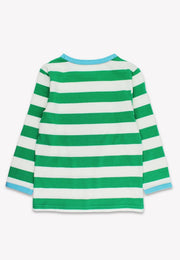 Langärmliges T-Shirt mit zwei Applikationen und grünen Streifen aus Bio-Baumwolle: 2-3 Jahre /98 cm Toby Tiger GmbH      NATURKINDCHEN
