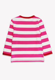 Bio One Applikation Pink Gestreiftes Langarmshirt: 1-2 Jahre/ 92 cm Toby Tiger GmbH      NATURKINDCHEN