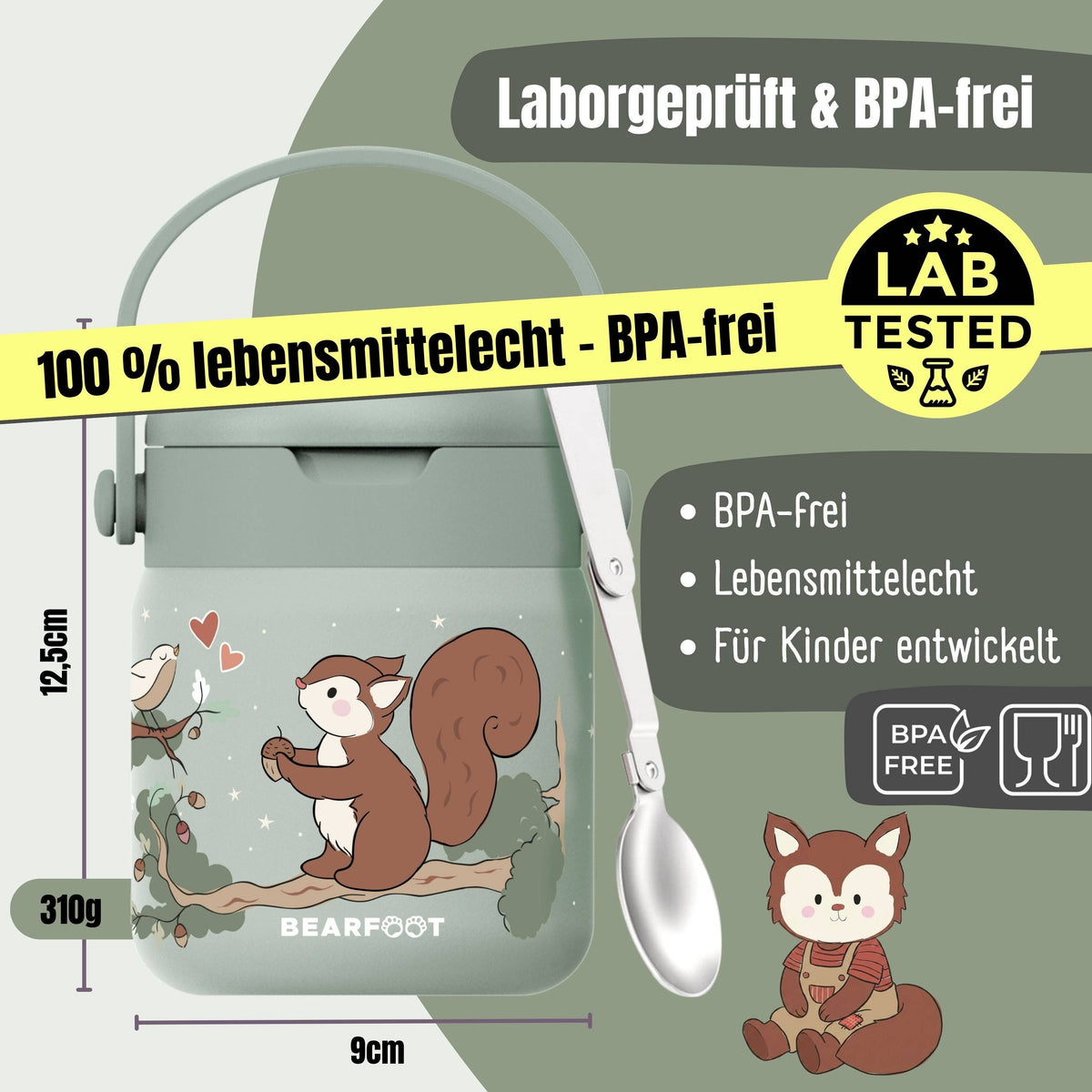 Thermobehälter Kinder Edelstahl - Eichhörnchen Sabei BEARFOOT      NATURKINDCHEN