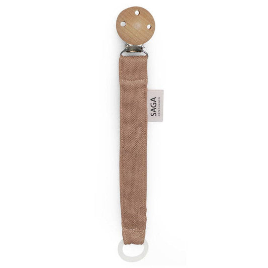 Schnullerclip - Latté - Bio-Baumwolle - Silikonring: 2 x 17 cm Saga Copenhagen      NATURKINDCHEN