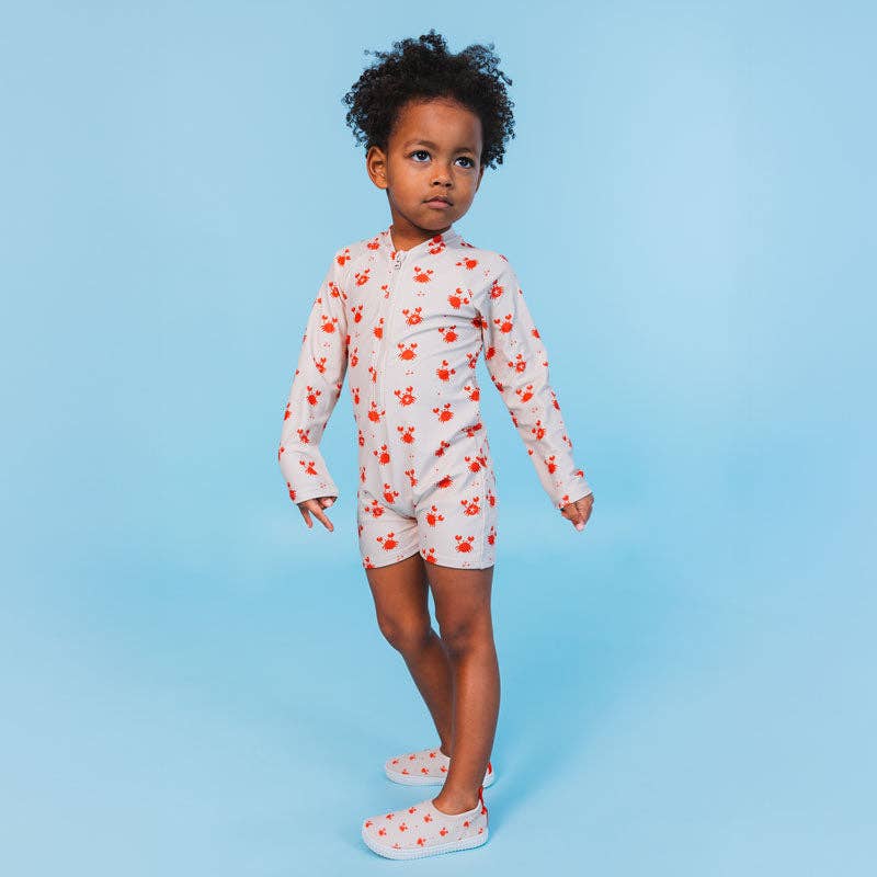 UV-Badeanzug Jungen - Beige/Rot - Crabby: 74/80 Swim Essentials      NATURKINDCHEN
