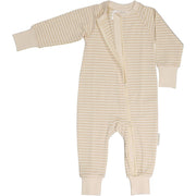 Pyjama mit 2‑Wege‑Reißverschluss Bambu Classic Weiß/Beige: 98/104 Geggamoja      NATURKINDCHEN