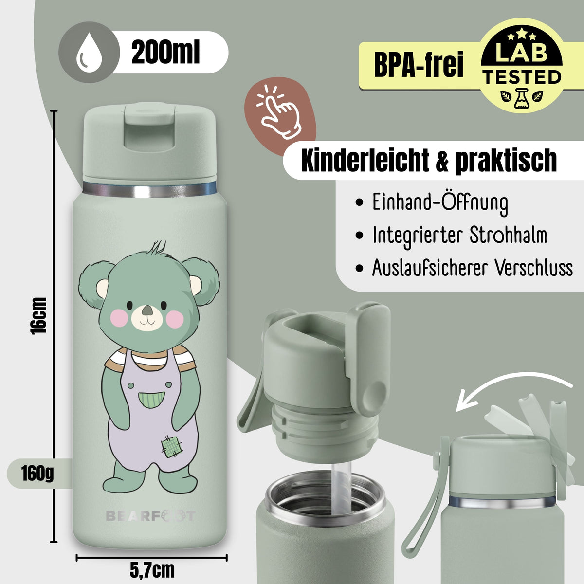 TINY Thermo Kinder Trinkflasche Edelstahl - Koala BEARFOOT      NATURKINDCHEN