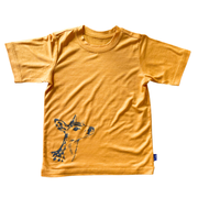 T-Shirt sonnengelb mit Reh, Merinowolle & Seide (bio/GOTS): 98-104 Glückskind      NATURKINDCHEN