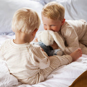 Pyjama mit 2‑Wege‑Reißverschluss Bambu Classic Weiß/Beige: 86/92 Geggamoja      NATURKINDCHEN