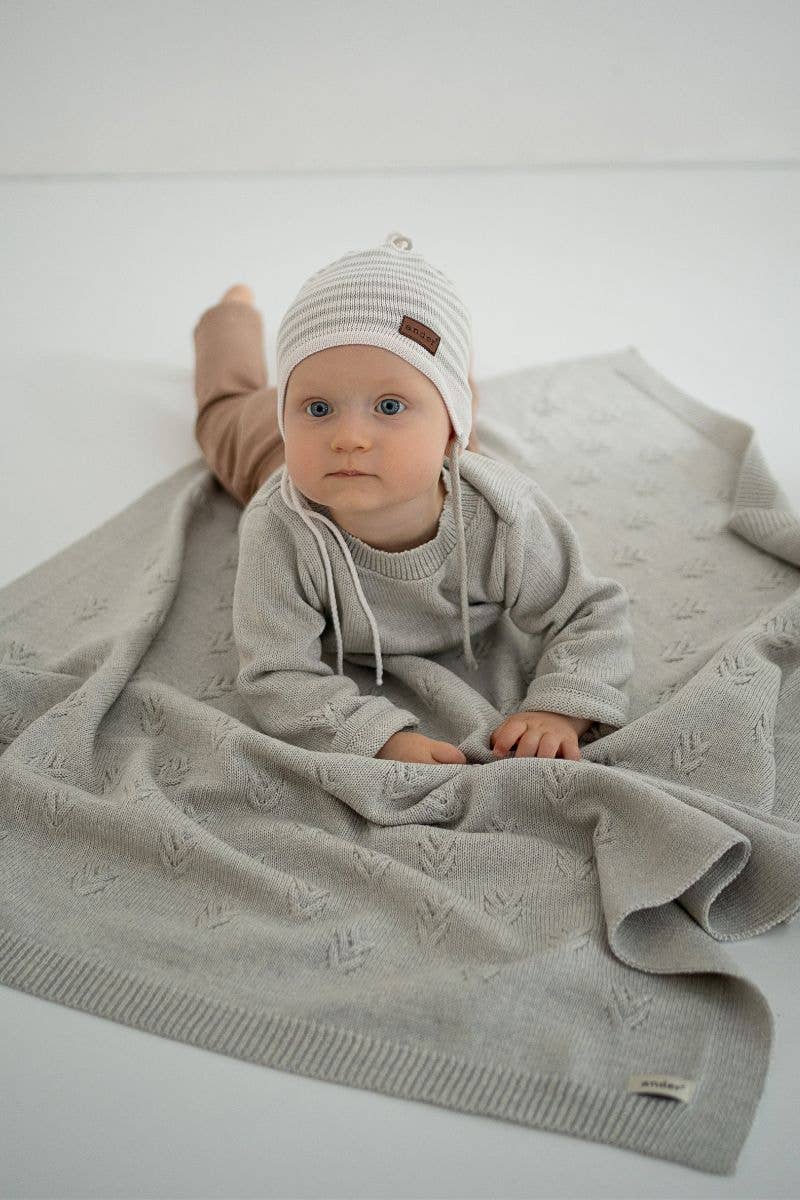 Decke DIEGO aus 100% MERINOWOLLE Hergestellt in Polen: Grau / 75x100 cm Ander      NATURKINDCHEN
