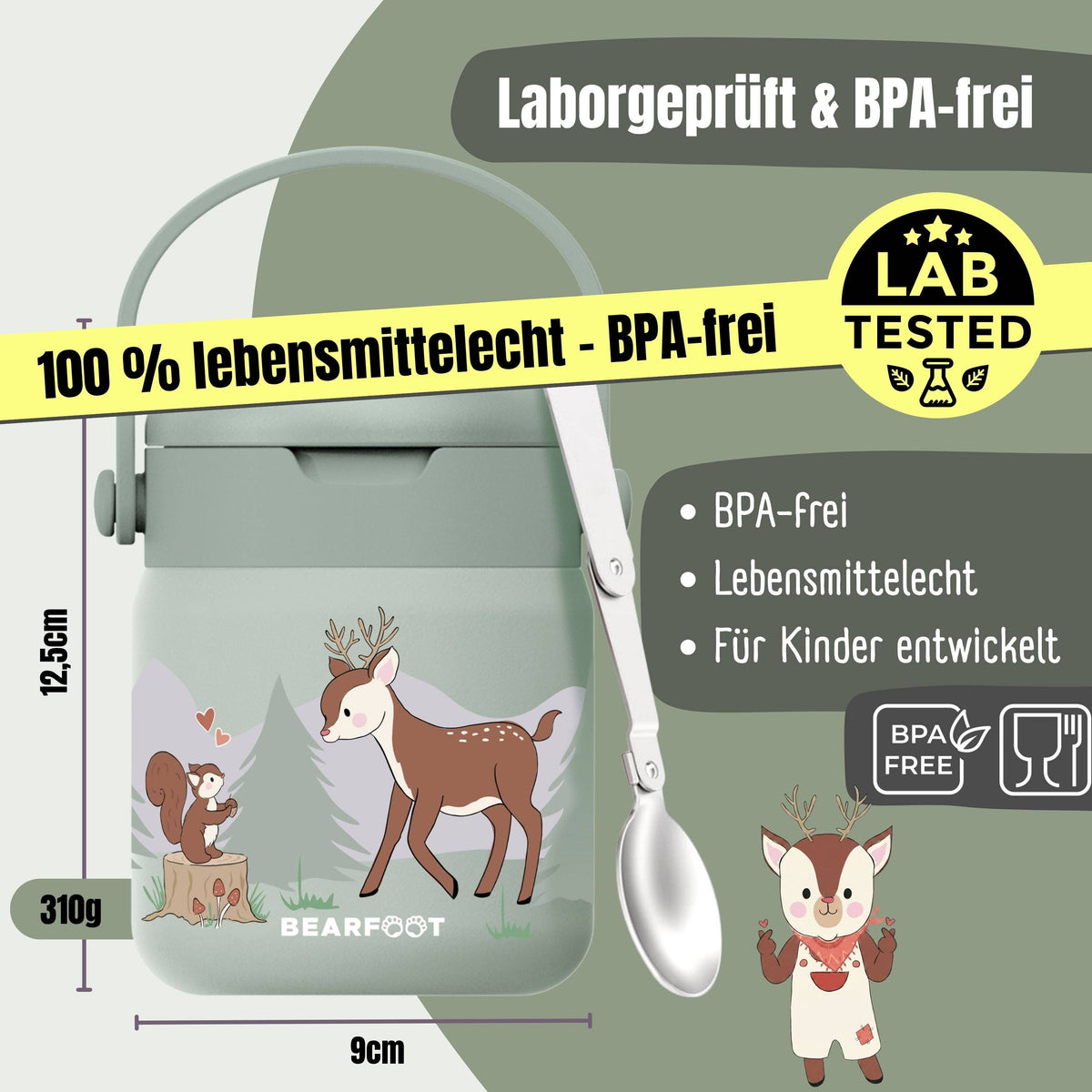 Thermobehälter Kinder Edelstahl - Reh Sabei BEARFOOT      NATURKINDCHEN
