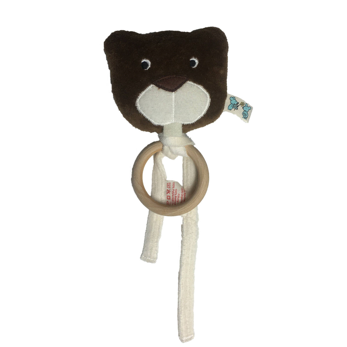 Bio Öko Kinder Mini Rassel "Biber" Mit Naturholz Beissring Pat & Patty      NATURKINDCHEN