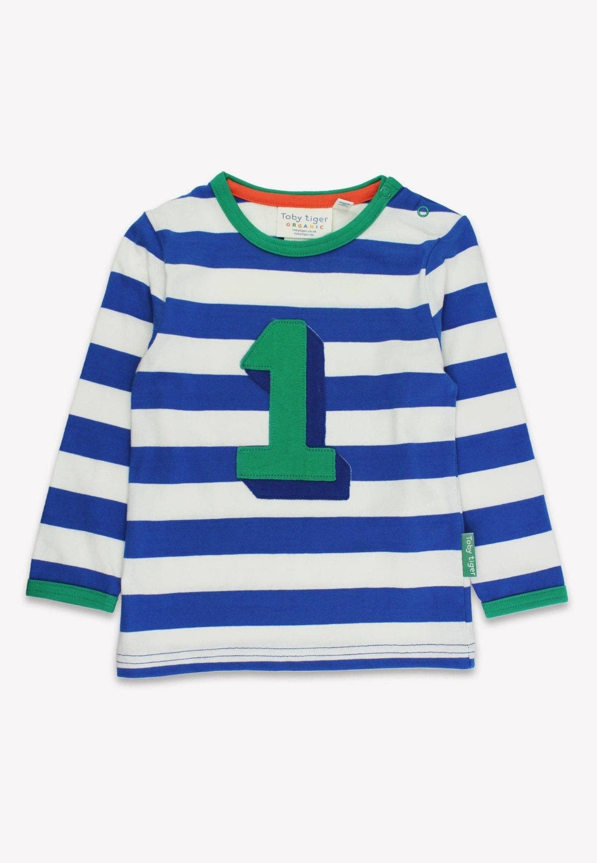 Bio One Applikation Blau Gestreiftes Langarmshirt: 1-2 Jahre/ 92 cm Toby Tiger GmbH      NATURKINDCHEN