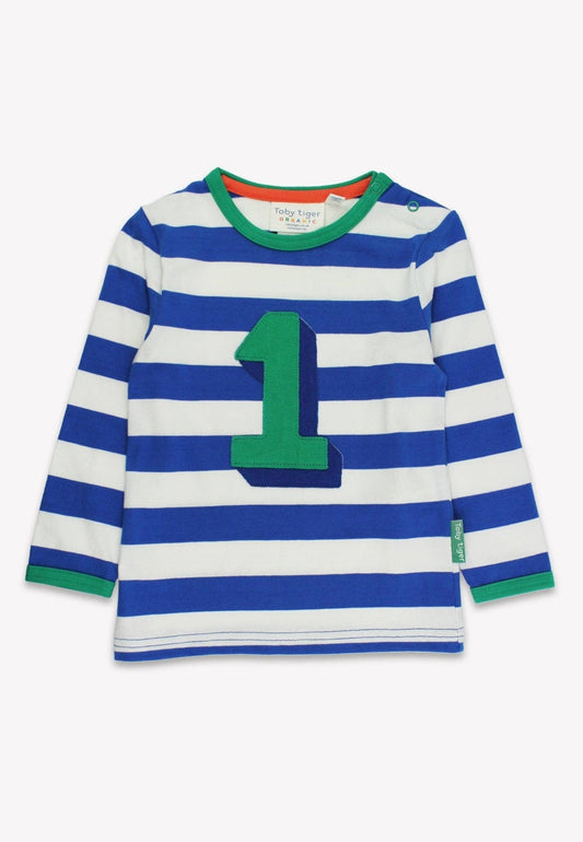 Bio One Applikation Blau Gestreiftes Langarmshirt: 1-2 Jahre/ 92 cm Toby Tiger GmbH      NATURKINDCHEN