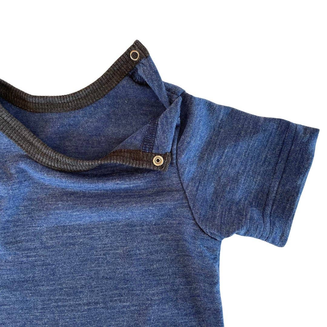 Body royal blau kurzarm, Merinowolle & Seide (bio/GOTS): 74-80 Glückskind      NATURKINDCHEN