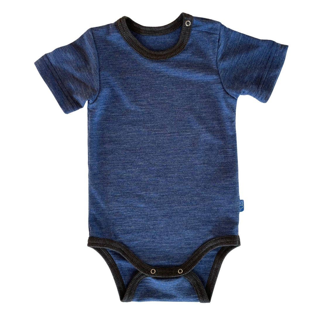 Body royal blau kurzarm, Merinowolle & Seide (bio/GOTS): 74-80 Glückskind      NATURKINDCHEN