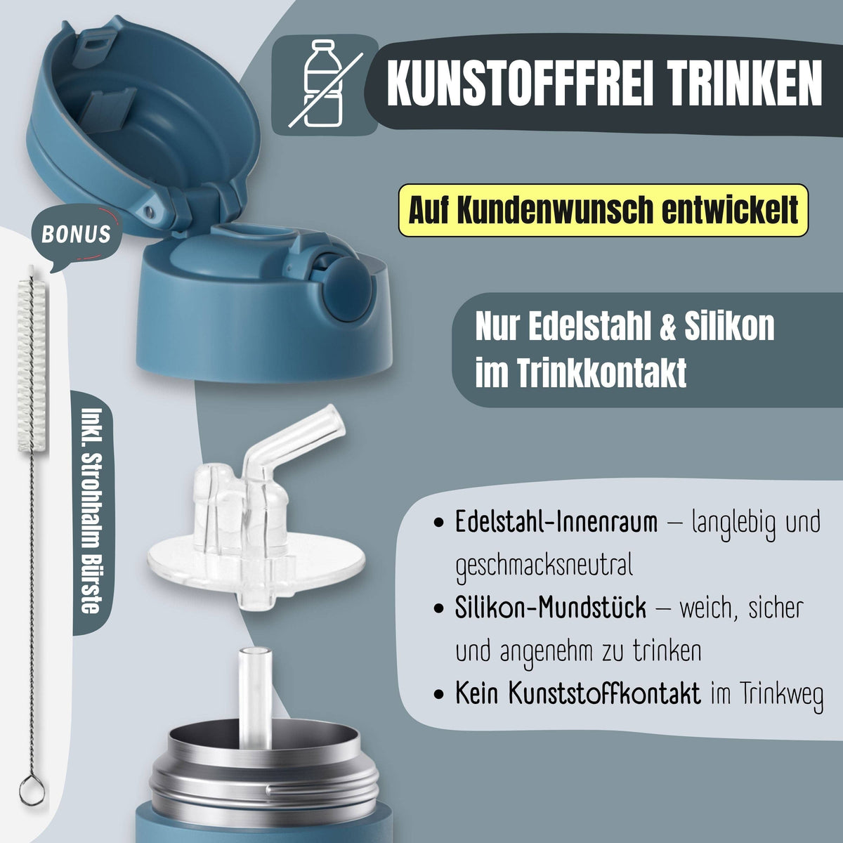 Thermo Kinder Trinkflasche Edelstahl - blau BEARFOOT      NATURKINDCHEN