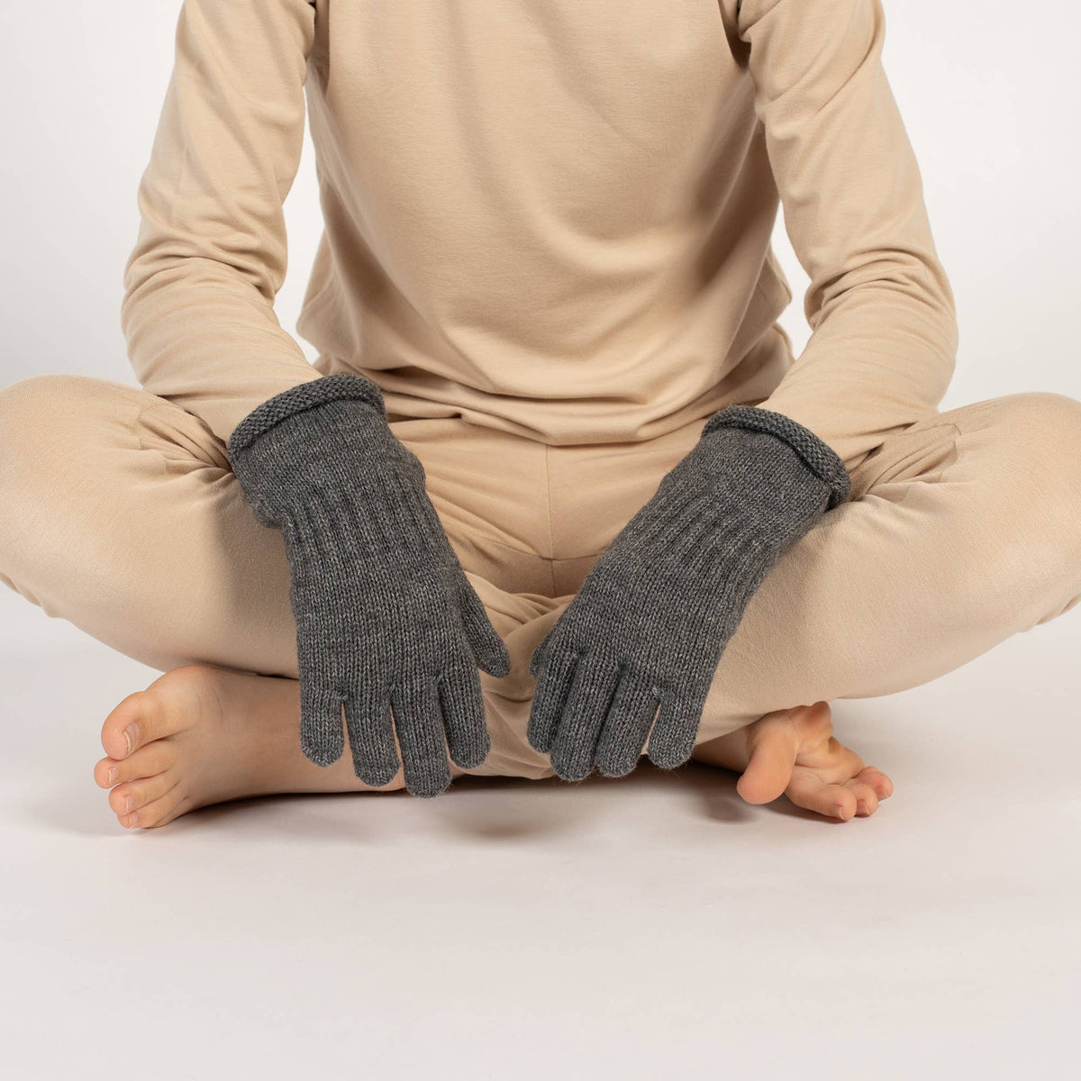 Strickhandschuhe aus Merinowolle für Kinder: Dunkelgrau / 3-6 JAHRE menique      NATURKINDCHEN