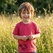 T-Shirt himbeere mit Libelle, Merinowolle & Seide (bio/GOTS): 98-104 Glückskind      NATURKINDCHEN