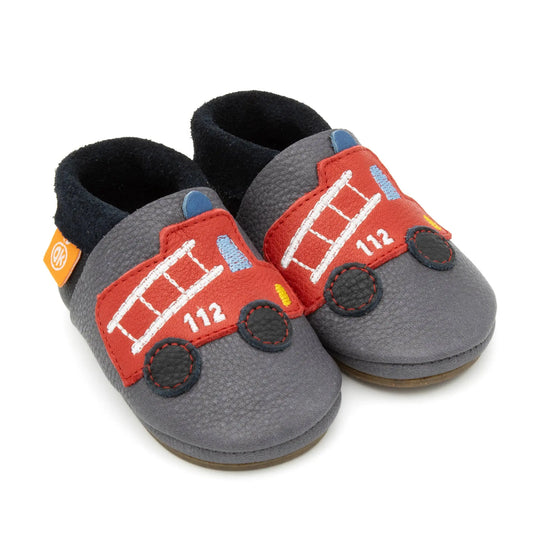 Barfußschuhe AMIGO Motiv Feuerwehr: Grau / 24/25 Orangenkinder®      NATURKINDCHEN