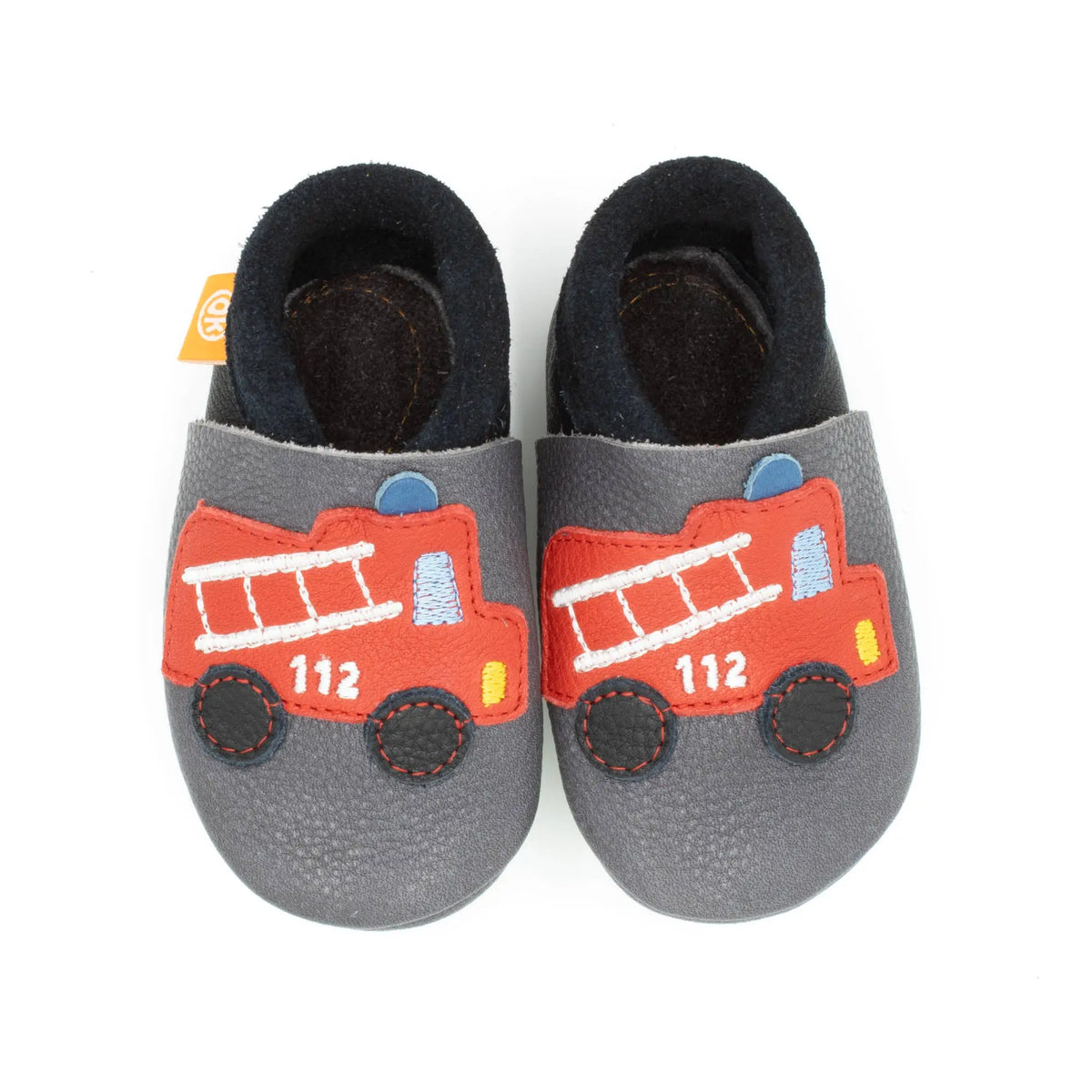 Barfußschuhe AMIGO Motiv Feuerwehr: Grau / 24/25 Orangenkinder®      NATURKINDCHEN