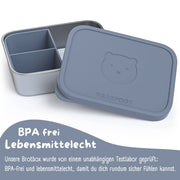 Brotdose Kinder Edelstahl mit Silikoneinsatz - Blau: 700ml BEARFOOT      NATURKINDCHEN