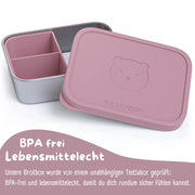 Brotdose Kinder Edelstahl mit Silikoneinsatz - Rosa: 700ml BEARFOOT      NATURKINDCHEN