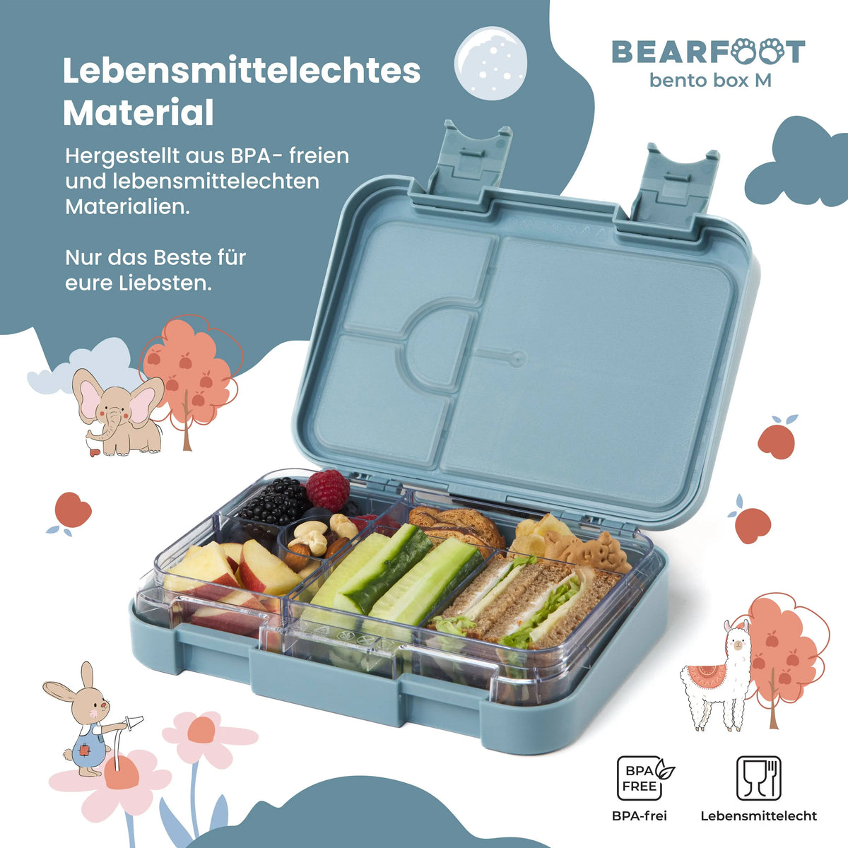 Brotdose Kinder mit Fächern, Lunchbox, Bento box, Feuerwehr BEARFOOT      NATURKINDCHEN