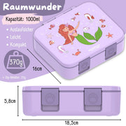 Brotdose mit Fächern, auslaufsicher - Meerjungfrau lila: 1.000ml BEARFOOT      NATURKINDCHEN