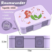 Brotdose mit Fächern, auslaufsicher - Meerjungfrau lila: 1.000ml BEARFOOT      NATURKINDCHEN