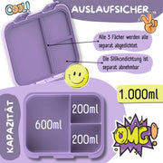 Brotdose mit Fächern, auslaufsicher - Meerjungfrau lila: 1.000ml BEARFOOT      NATURKINDCHEN