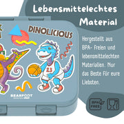 Brotdose mit Fächern, leicht & auslaufsicher - Dinos blau: 1.000ml BEARFOOT      NATURKINDCHEN